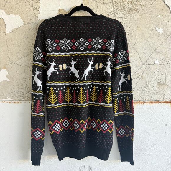Tipsy Elves Ugly Christmas Sweater Men L Beer Drinking Reindeer Caribrew Holiday - Picture 4 of 8